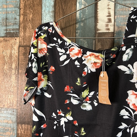 Cyan style medium floral T-shirt top - Picture 5 of 16